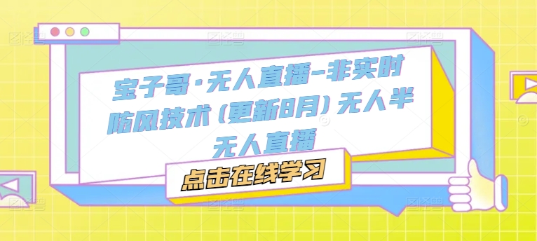 宝子哥·无人直播-非实时防风技术(更新25年7月)无人半无人直播-点点短视频网