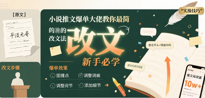 小说推文爆单大佬教你最简单的改文方法实操课，新手必学-点点短视频网