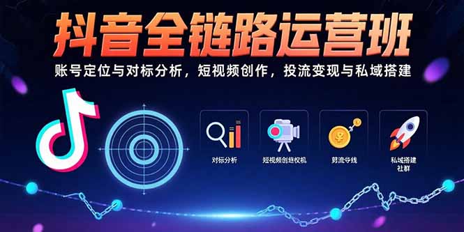 抖音全链路运营班：账号定位与对标分析，短视频创作，投流变现与私域搭建-点点短视频网