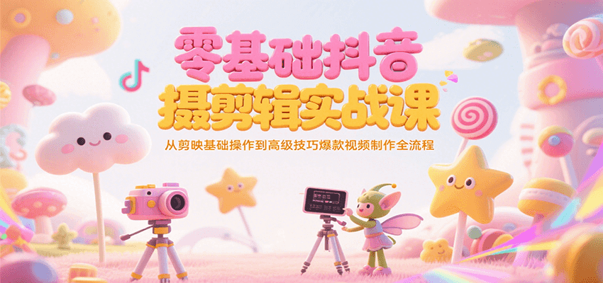 零基础抖音短视频拍摄剪辑实战课，从剪映基础操作到高级技巧爆款视频制作全流程-点点短视频网
