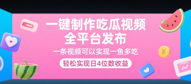 一键制作吃瓜视频，全平台发布，一条视频可以实现一鱼多吃，轻松实现日4位数收益【揭秘】-点点短视频网