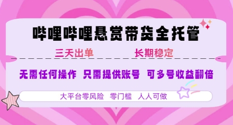 B站悬赏带货全托管，自测稳定，只需提供账号，无需基础，小白宝妈轻松上手，单日稳定3张【揭秘】-点点短视频网