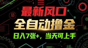 最新风口，全自动撸金，日入7张+，当天可上手【揭秘】-点点短视频网