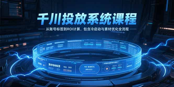 千川投放系统课程，从账号标签到ROI计算，包含冷启动与素材优化全流程-点点短视频网