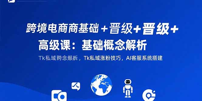 跨境电商基础+晋级+高级课：基础概念解析,Tk私域涨粉技巧,AI客服系统搭建-点点短视频网