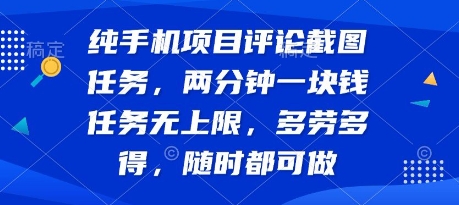 纯手机项目评论截图任务，两分钟一块钱 任务无上限多劳多得，随时随地都能做【揭秘】-点点短视频网