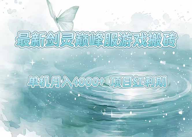 最新剑灵巅峰服游戏搬砖，项目红利期，单机稳定4000+操作简单好上手-点点短视频网