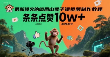 最新爆火的峨眉山猴子短视频制作教程，条条点赞10w+，谁做谁火【教程+提示词】-点点短视频网