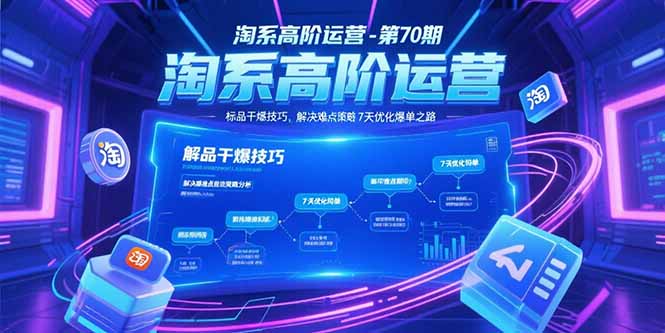 淘系高阶运营-第70期，标品干爆技巧，解决难点策略，大佬操盘方法-点点短视频网