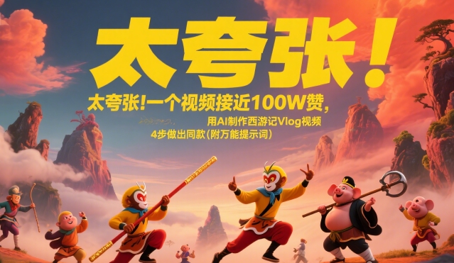 太夸张！一个视频接近100W赞，用AI制作西游记Vlog视频，全流程拆解来了(附万能提示词)-点点短视频网