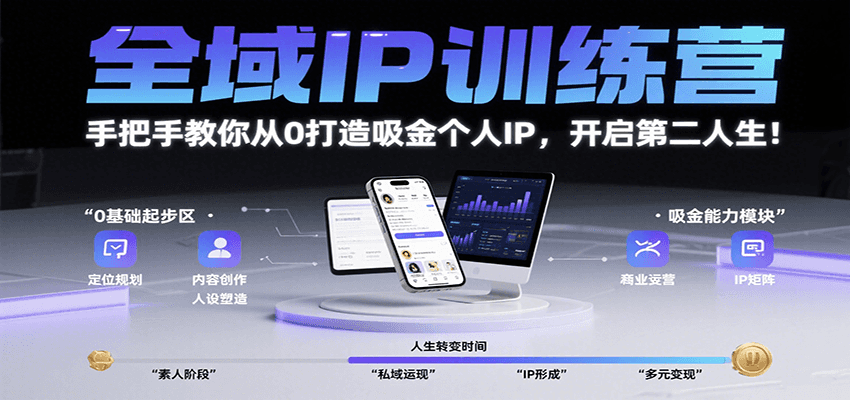 全域IP训练营，手把手教你从0打造吸金个人IP，开启第二人生！-点点短视频网