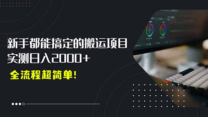 平台主动扶持的新风口，0基础轻松起号，搬运剪辑日入2000+！-点点短视频网