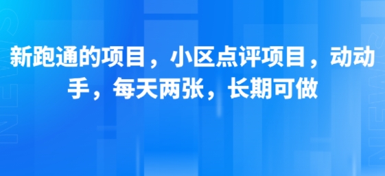 新跑通的项目，小区点评项目，动动手，每天两张，长期可做-点点短视频网
