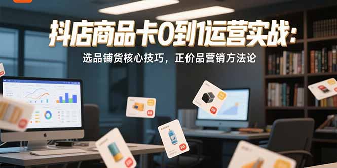 抖店商品卡0到1运营实战：选品铺货核心技巧，正价品营销方法论-点点短视频网