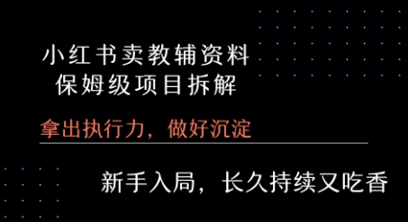 小红书卖小学教辅资料  保姆级项目拆解  1次课程彻底讲清楚!-点点短视频网