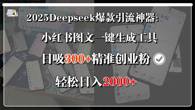 2025Deepseek爆款引流神器：小红书图文一键生成工具，日吸300+精准创业…-点点短视频网