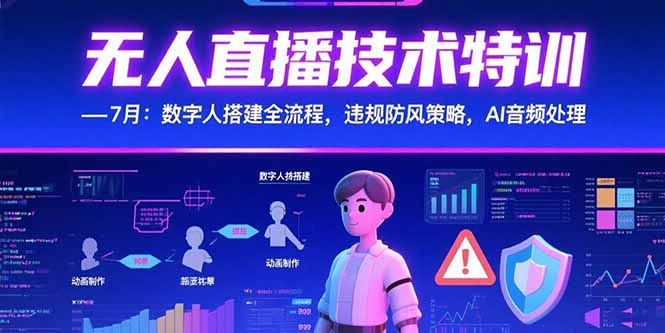 无人直播技术特训-7月：数字人搭建全流程，违规防风策略，AI音频处理-点点短视频网