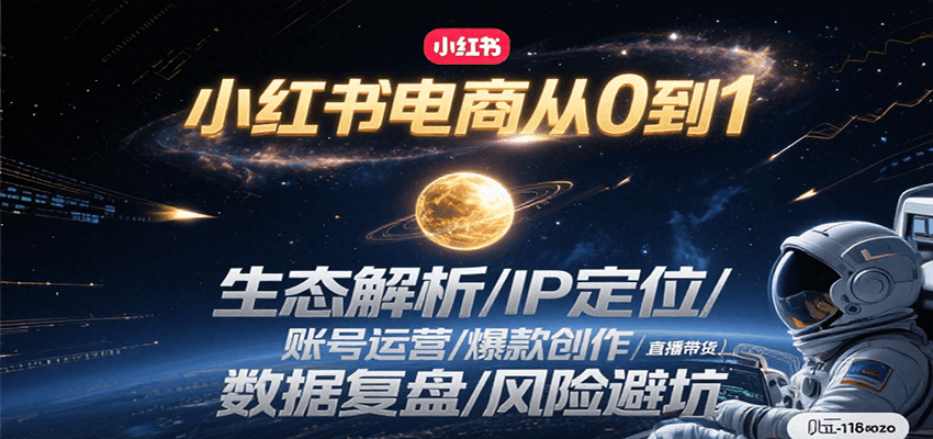 小红书电商从0到1：生态解析/IP定位/ 账号运营/爆款创作/直播带货/数据复盘/风险避坑-点点短视频网