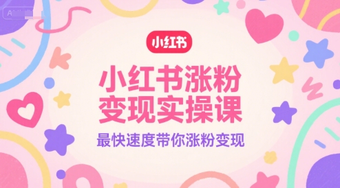 小红书涨粉变现实操课，最快速度带你涨粉变现-点点短视频网