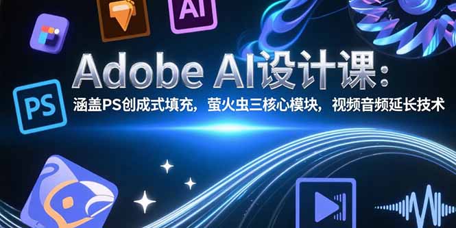 Adobe AI设计课：涵盖PS创成式填充，萤火虫三核心模块，视频音频延长技术-点点短视频网