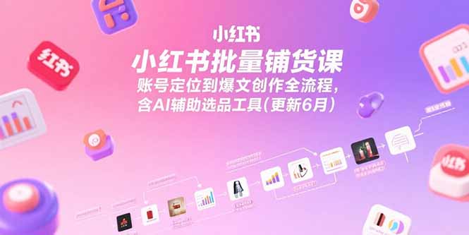 小红书批量铺货课，账号定位到爆文创作全流程，含AI辅助选品工具(更新6月-点点短视频网