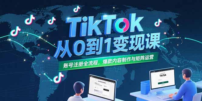 TikTok从0到1变现课，账号注册全流程，爆款内容制作与矩阵运营-点点短视频网
