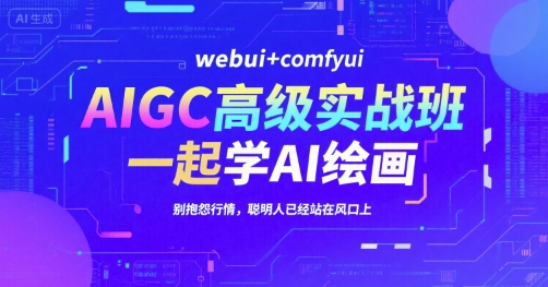 AIGC高级实战班，webui+comfyui，一起学AI绘画，别抱怨行情，聪明人已经站在风口上-点点短视频网