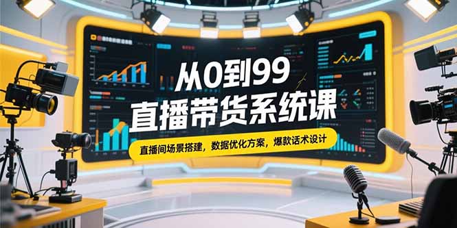 从0到99直播带货系统课，直播间场景搭建，数据优化方案，爆款话术设计-点点短视频网
