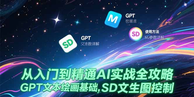从入门到精通AI实战全攻略，GPT文本绘画基础，MJ参数详解，SD文生图控制-点点短视频网