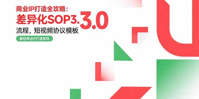 商业IP打造全攻略：差异化SOP3.0流程，短视频协议模板，婚恋项目实战案例-点点短视频网