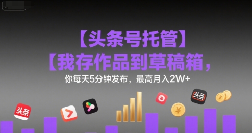 【头条号托管 】我存作品到草稿箱，你每天5分钟发布，最高月入2W+【揭秘】-点点短视频网