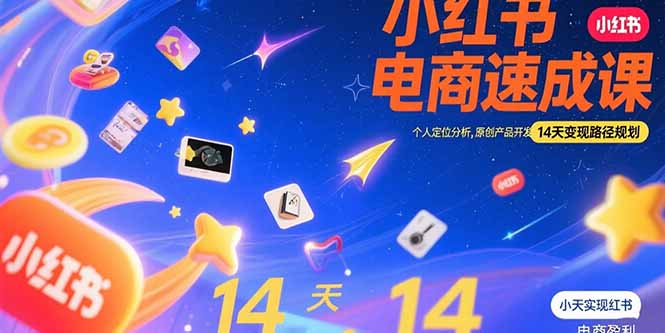 小红书虚拟电商速成课：个人定位分析，原创产品开发，14天变现路径规划-点点短视频网