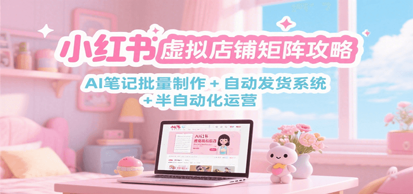 小红书虚拟店铺矩阵攻略：AI笔记批量制作 + 自动发货系统 + 半自动化运营-点点短视频网
