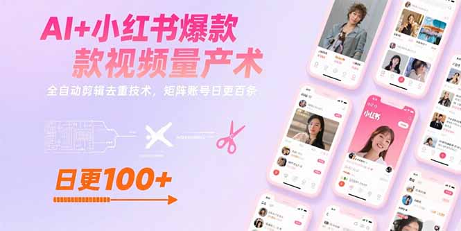 AI+小红书爆款视频量产术：全自动剪辑去重技术，矩阵账号日更百条-点点短视频网