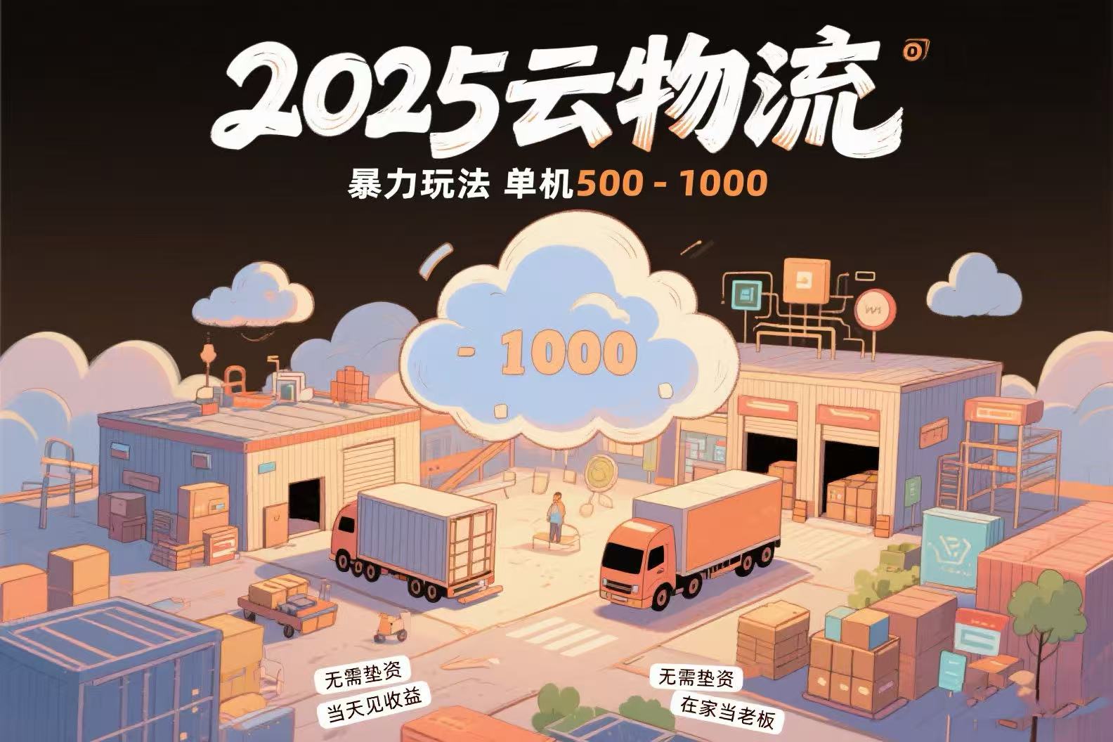 云物流赚差价，项目纯利润500~1000，无需垫资，当天到账。不需要有车，…-点点短视频网