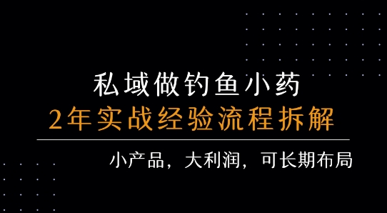 私域做钓鱼小药 每单利润3张+ 详细流程拆解-点点短视频网