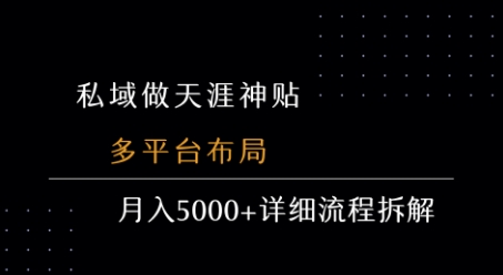 私域做天涯神贴 多平台布局 月入5k+详细流程拆解-点点短视频网
