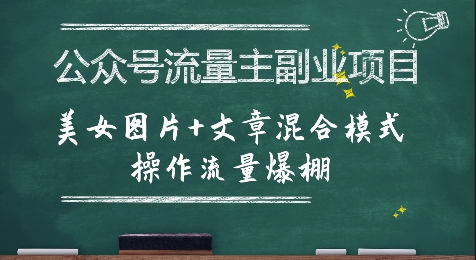 公众号流量主副业项目，美女图片+文章混合模式操作流量爆棚-点点短视频网