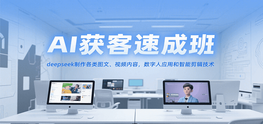 AI获客速成班，deepseek制作各类图文、视频内容，数字人应用和智能剪辑技术-点点短视频网