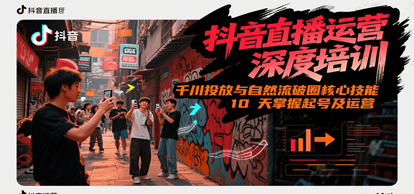 抖音直播运营深度培训，千川投放与自然流核心技能，10天掌握起号及运营(6-7月新课)-点点短视频网