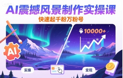 AI震撼风景制作实操课，快速起千粉万粉号-点点短视频网
