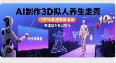 Ai制作3D拟人养生走秀，3分钟手把手教会你，快速起千粉万粉号-点点短视频网
