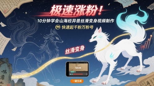 极速涨粉！10分钟学会山海经异兽丝滑变身视频制作，快速起千粉万粉号-点点短视频网