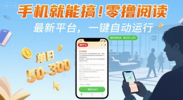 手机就能搞！零撸阅读挂G，最新平台，一键自动运行，随时随地挣，单日50-3张+【揭秘】-点点短视频网