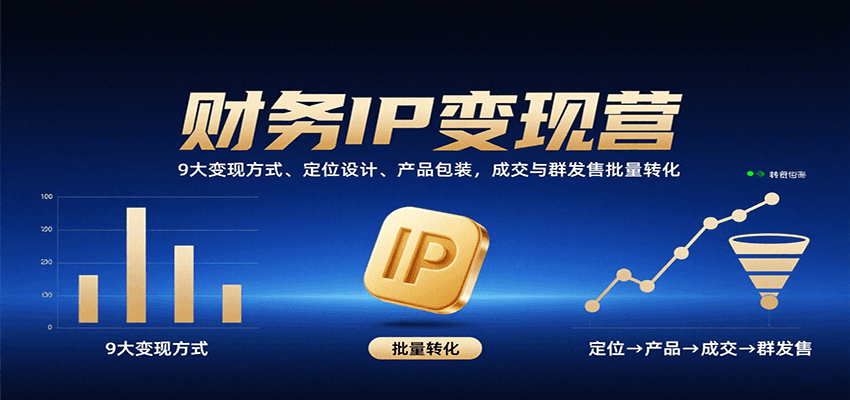 财务IP变现营：9大变现方式、定位设计、产品包装，成交与群发售批量转化-点点短视频网