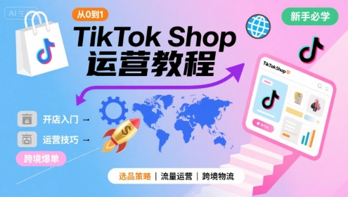 TikTok Shop从0到1运营教程，TikTok跨境电商新手必学课程-点点短视频网