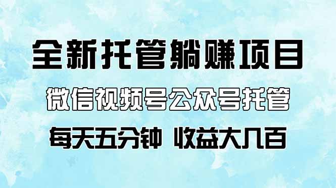 全新托管躺赚项目，微信视频号公众号托管代运营，每天五分钟，收益大几百-点点短视频网