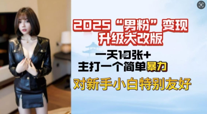2025男粉变现全新玩法升级，日入上千简简单单，小白可轻松上手-点点短视频网