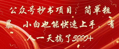 公众号抄书项目，简单粗暴，小白也能快速上手，有人一天搞了1k+-点点短视频网