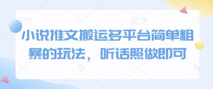 小说推文搬运多平台简单粗暴的玩法，听话照做即可-点点短视频网